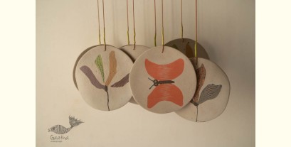 Ceramic . Hangings |  Handmade Ceramic Chimes - Flowers & Butterflies 