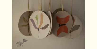 Ceramic . Hangings |  Handmade Ceramic Chimes - Flowers & Butterflies 