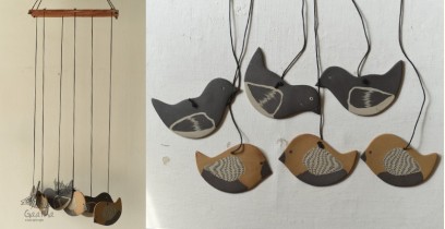 Ceramic . Hangings |  Handmade Ceramic Chimes - Birds