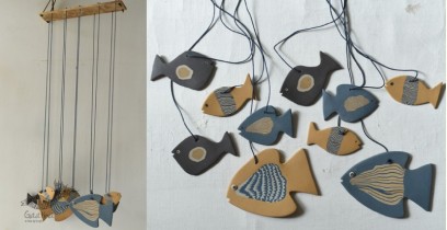 Ceramic . Hangings |  Handmade Ceramic Chimes - Bunch of Fishes