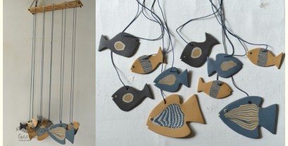 Ceramic . Hangings |  Handmade Ceramic Chimes - Bunch of Fishes