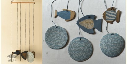 Ceramic . Hangings |  Handmade Ceramic Chimes - Fishes