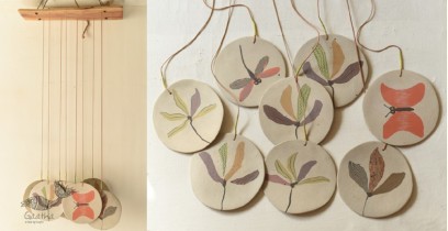 Ceramic . Hangings |  Handmade Ceramic Chimes - Flowers & Butterflies 