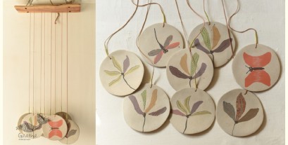 Ceramic . Hangings |  Handmade Ceramic Chimes - Flowers & Butterflies 