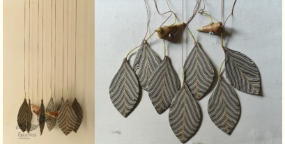 Ceramic . Hangings |  Handmade Ceramic Chimes - Leaves & Birds