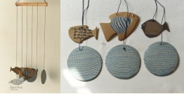 Ceramic . Hangings |  Handmade Ceramic Chimes - Three Fishes