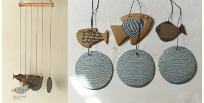 Ceramic . Hangings |  Handmade Ceramic Chimes - Three Fishes