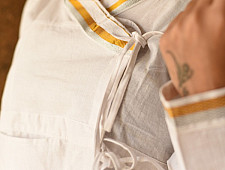 Raas | Unisex Handloom Cotton Kediyu ~ White with Golden Border