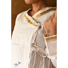 Raas | Unisex Handloom Cotton Kediyu ~ White with Golden Border