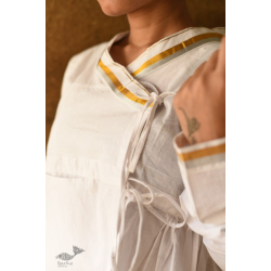 Raas | Unisex Handloom Cotton Kediyu ~ White with Golden Border