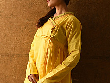 Raas | Angarkha Style Handloom Cotton Kediyu - Yellow