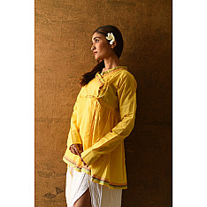 Raas | Angarkha Style Handloom Cotton Kediyu - Yellow
