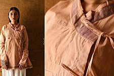 Raas | Angarkha Style Handloom Cotton Kediyu - Light Orang Brown
