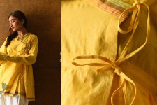 Raas | Angarkha Style Handloom Cotton Kediyu - Yellow