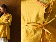 Raas | Angarkha Style Handloom Cotton Kediyu - Yellow