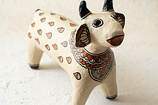 Madhuban . मधुबन ❁ Madhubani Hand Painted Paper Mache ~ Cow (Brown)