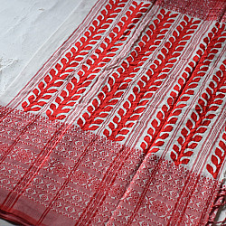 Ramaa . रमा | Red Patchwork ~ White Cotton Saree