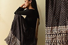 Flowers in a River | Jawariya Block Printed Long Skirt / Ghagra - Black