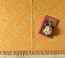 A finite infinity ❧ Dabu Block Printed Dhurrie ( 5 X 3 ) - Yellow