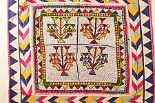 Prachin . प्राचीन  ❂ Gujrat Bead Work - Old & Antique Wall Hanging - Flower Pot Motif