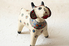 Madhuban . मधुबन ❁ Madhubani Hand Painted Paper Mache ~ Nandi / Cow