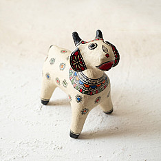 Madhuban . मधुबन ❁ Madhubani Hand Painted Paper Mache ~ Nandi / Cow
