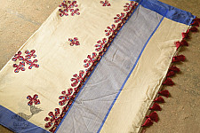 Ramaa . रमा | Applique Cotton Saree With Blue Border