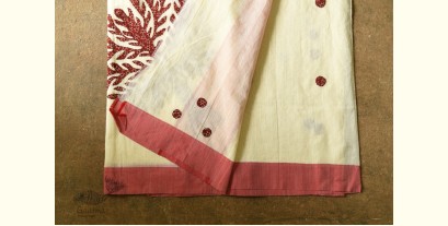 Ramaa . रमा | Red Ajrakh Patchwork ~ Cream Cotton Saree