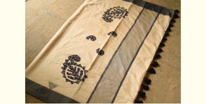 Ramaa . रमा | Black Patch Work - Off White Cotton Saree