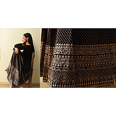 Flowers in a River | Jawariya Block Printed Long Skirt / Ghagra - Black