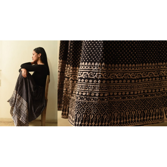 shop Jawariya Block Printed Long Skirt / Ghagra - black