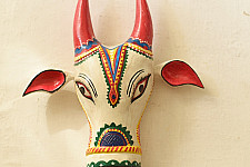 Handmade Wooden Mask ~ White Nandi