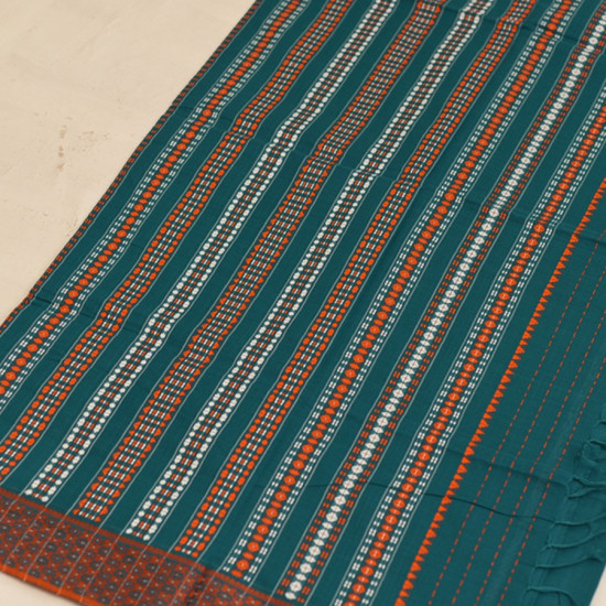 shop Begampuri Cotton Saree - Teal Blue