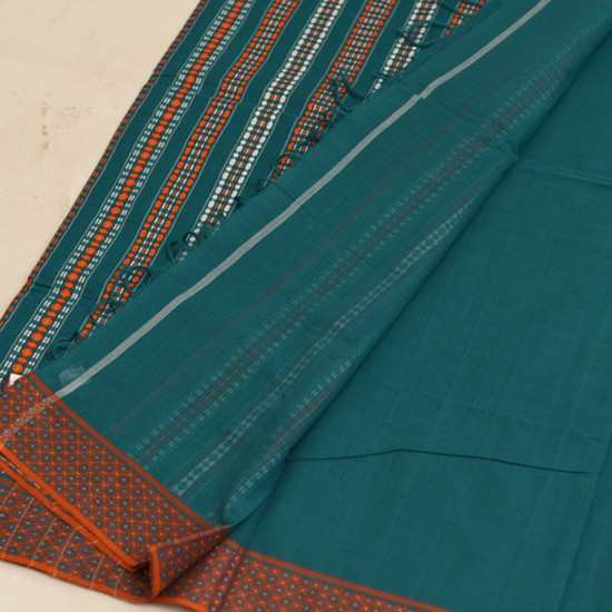 shop Begampuri Cotton Saree - Teal Blue