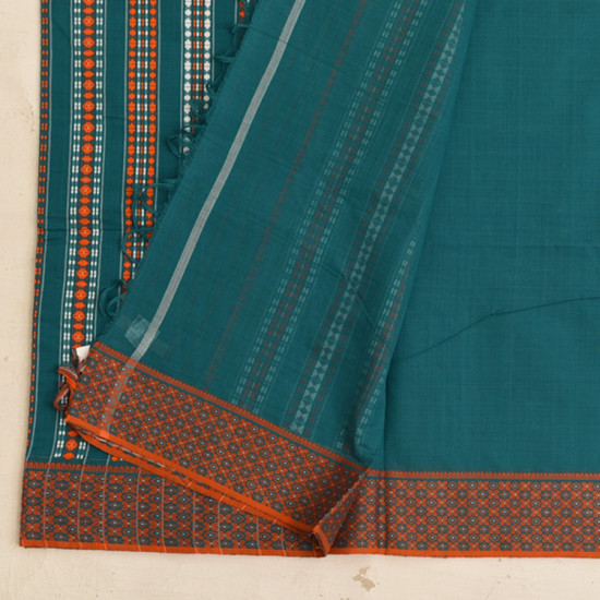 shop Begampuri Cotton Saree - Teal Blue