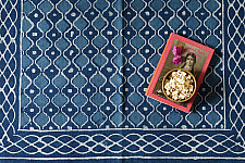 A finite infinity ❧ Indigo Natural Dyed Dhurrie ( 5 X 3 feet ) - Dabu