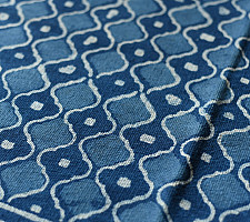 A finite infinity ❧ Indigo Natural Dyed Dhurrie ( 5 X 3 feet ) - Dabu