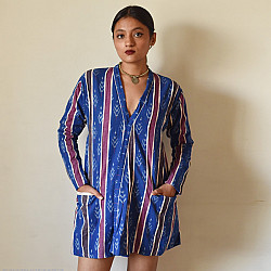 Ikat Handloom Cotton - Blue Shrug