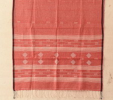 Aamaya . आमाया | Handloom Soft Cotton Jamdani Stole - Tomato Red