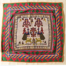 Prachin . प्राचीन  ❂ Saurashtra Beadwork - Old & Antique Wall Hanging - Peacock Motif Chakda