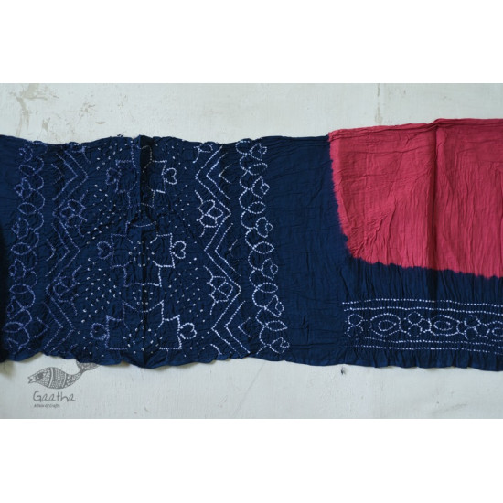 Blue & pink cotton bandhni saree