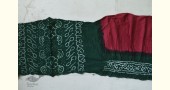 latest collection of cotton bandhni saree - green and dark pink color