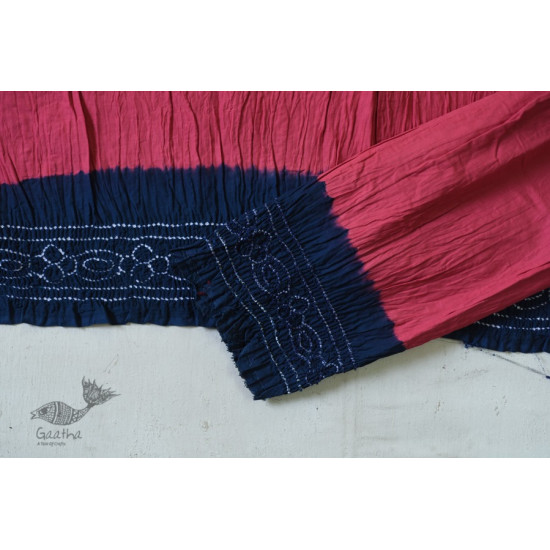 Blue & pink cotton bandhni saree