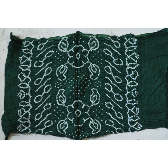 latest collection of cotton bandhni saree - green and dark pink color