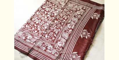 Madhumalti | Kantha Hand Work ~ Silk Brown Saree 