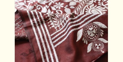 Madhumalti | Kantha Hand Work ~ Silk Brown Saree 