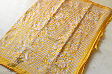 Madhumalti | Kantha Embroidery ~ Lime Yellow Silk Saree