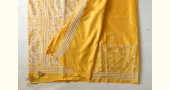 shop Kantha Embroidery ~ Lime Yellow Silk Saree
