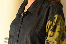 Modal Silk Ajrakh Prints & Denim Dress / Long Shirt