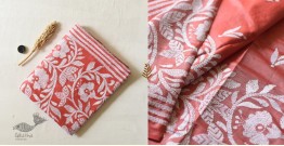 Madhumalti | Kantha Hand Embroidered Silk Saree - Peach Color